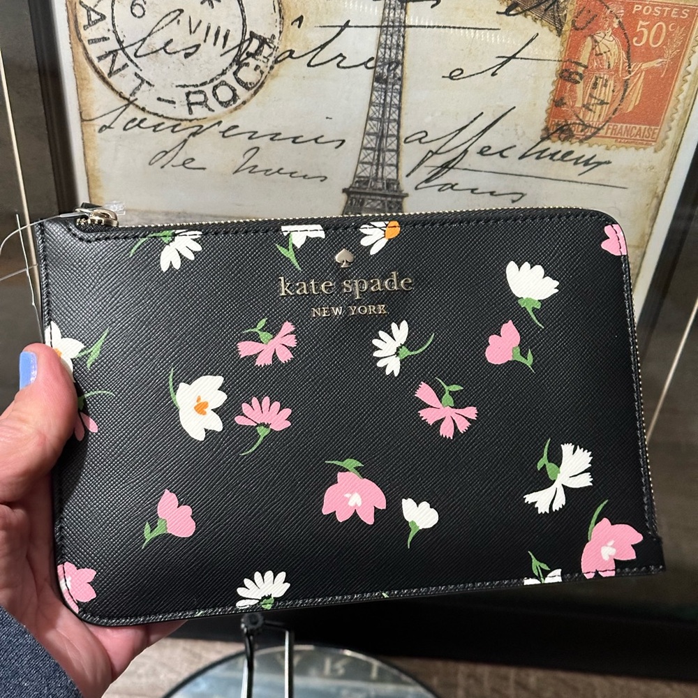 Kate Spade Lucy Floral Waltz Medium L-zip Wristlet - Picture 9 of 12